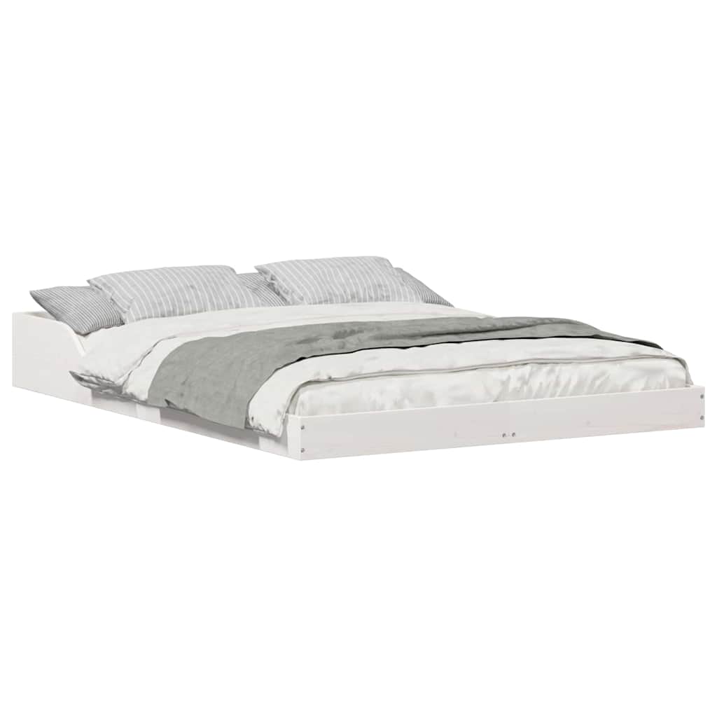 Bettgestell Weiß 135 x 190 cm Massivholz Kiefer